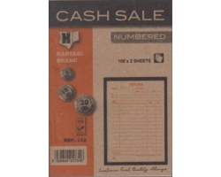 Cash Sale Book Numbered