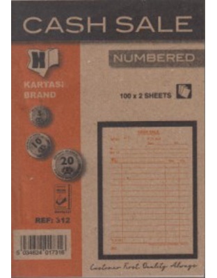 Cash Sale Book Numbered